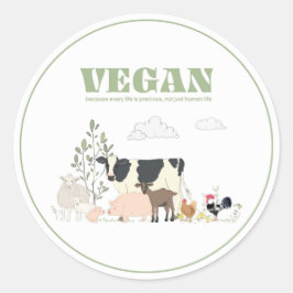 Adesivo Redondo Vegan para os Animais