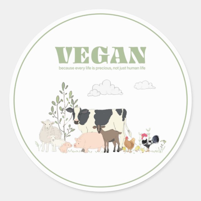Adesivo Redondo Vegan para os Animais (Frente)
