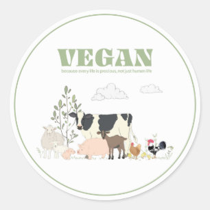 Adesivo Redondo Vegan para os Animais