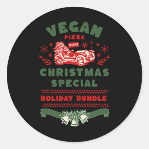 Adesivo Redondo Vegan Pizza Especial de Natal