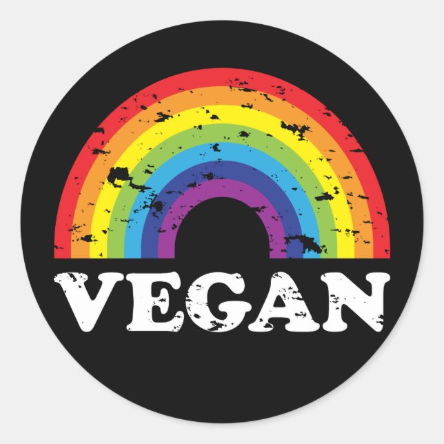 Adesivo Redondo Vegan Rainbow (Frente)