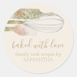 Adesivo Redondo Vegan Rustic Rolling pin whisky Chef Bakery