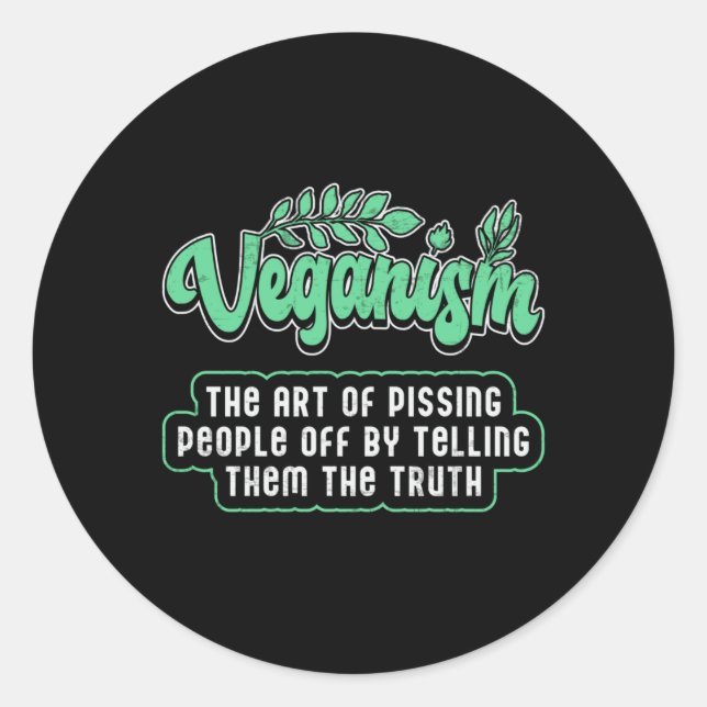 Adesivo Redondo Veganismo vegetariano vegetariano ganha ideia (Frente)
