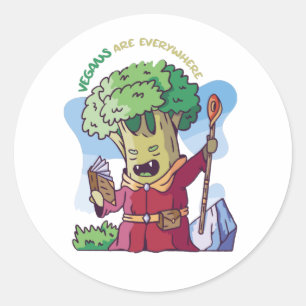 Adesivo Redondo Vegans Estão Em Todo Lugar/ Mau Broccoli.