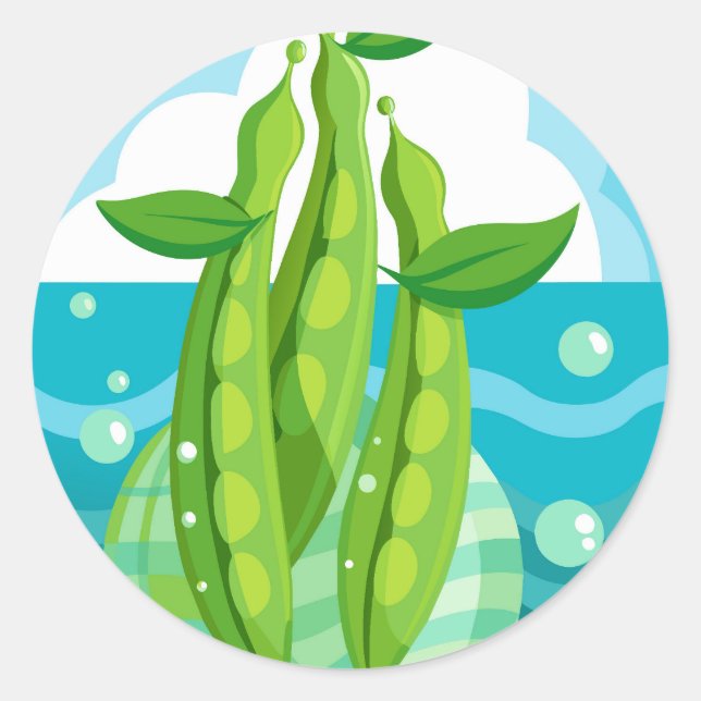 Adesivo Redondo Vegetais de feijão verde orgânico (Frente)