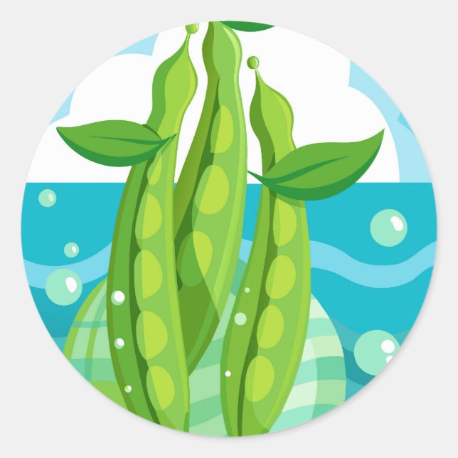 Adesivo Redondo Vegetais de feijão verde orgânico (Frente)