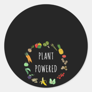 Adesivo Redondo Vegetal Powered Vegan Vegetarian Gif