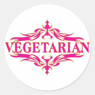 Adesivo Redondo Vegetariana Rosa
