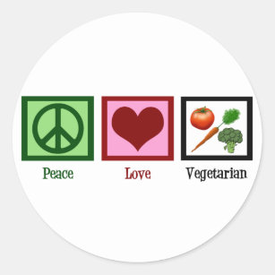 Adesivo Redondo Vegetariano do amor da paz