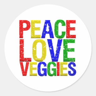 Adesivo Redondo Vegetarianos do amor da paz
