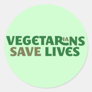Adesivo Redondo Vegetarianos salvam vidas