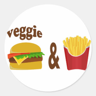 Adesivo Redondo Veggie Burger e Fries