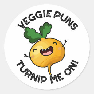 Adesivo Redondo Veggie Puns Me Nadando Com Um Engraçado Vegetal