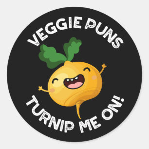 Adesivo Redondo Veggie Puns Me Tornando Engraçado Pun Dark BG