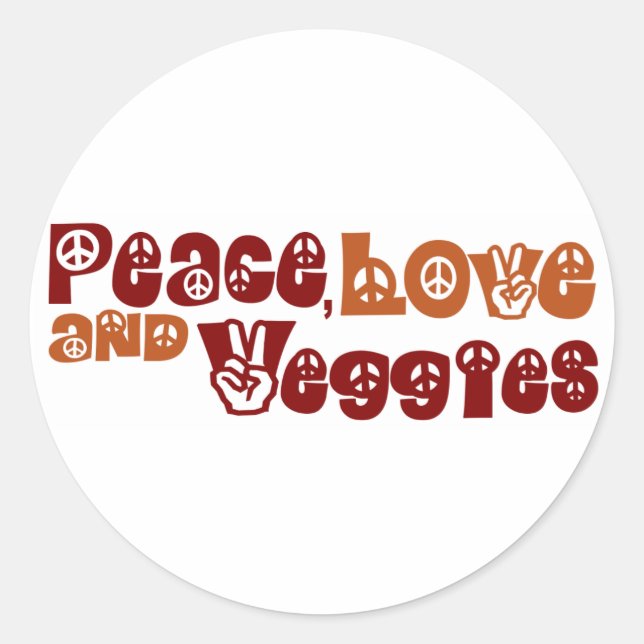 Adesivo Redondo Veggies de Paz e Amor (Frente)