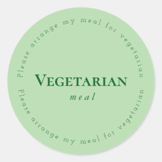 Adesivo Redondo Vegitarian meal Request Sticker, Green