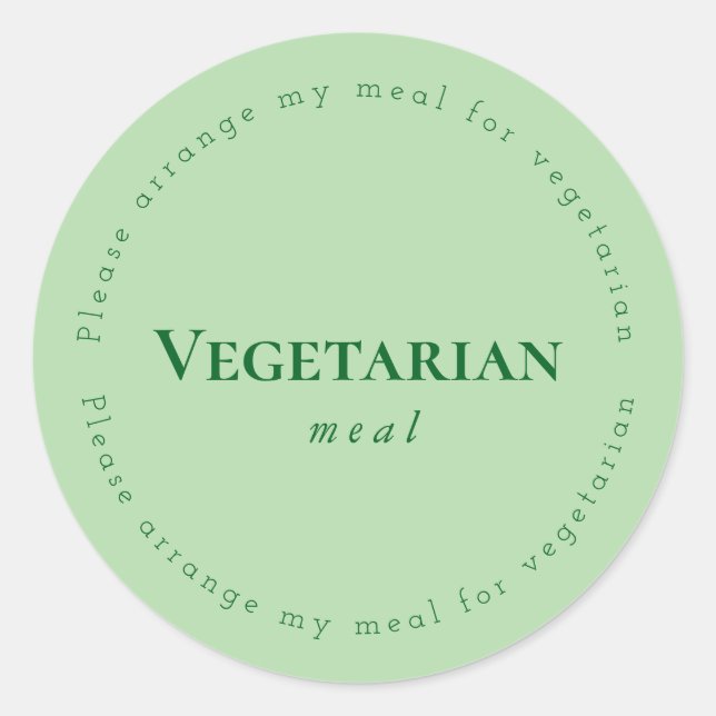 Adesivo Redondo Vegitarian meal Request Sticker, Green (Frente)
