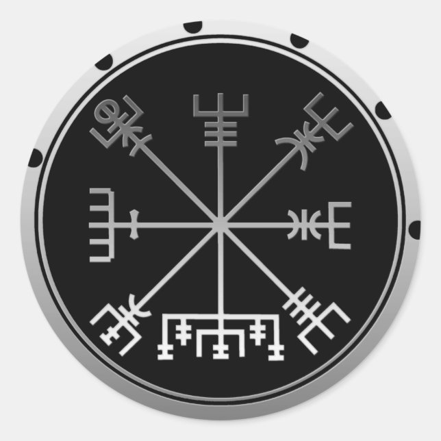 Adesivo Redondo Vegvisir Compass (Frente)