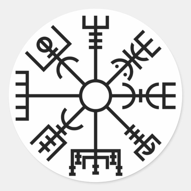 Adesivo Redondo Vegvisir Símbolo Norse Shield Odin (Frente)
