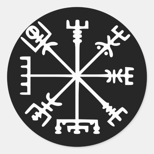 Adesivo Redondo Vegvísir (Viking Compass) (Frente)