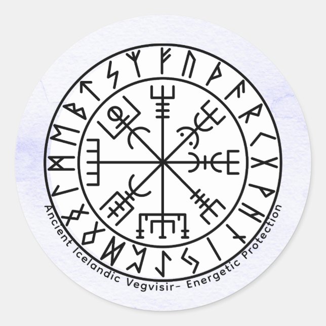 Adesivo Redondo Vegvisir Viking Compass Symbol Design (Frente)