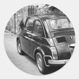 Adesivo Redondo Veículo FIAT 500 a preto e branco