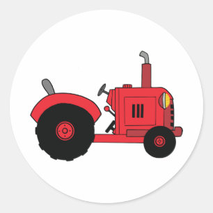 Adesivo Redondo Veículo Trator Vermelho da Fazenda