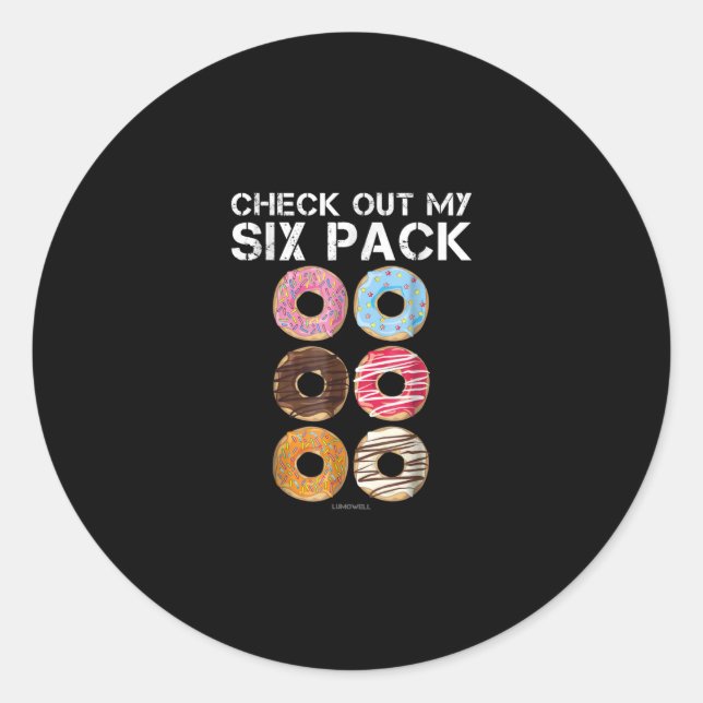 Adesivo Redondo Veja Minha Rosquinha De Seis Pacotes - Engraçado G (Frente)