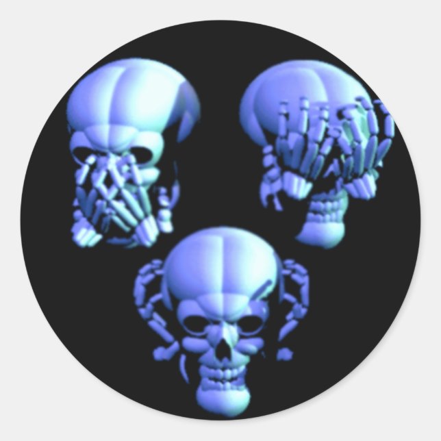 Adesivo Redondo Veja Não, Ouça Não, Não Fale Sem Mau (Frente)