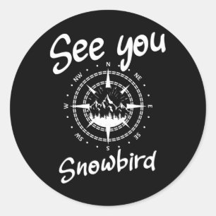Adesivo Redondo Vejo Você Em Snowbird Usa Vacinação Ski Comp