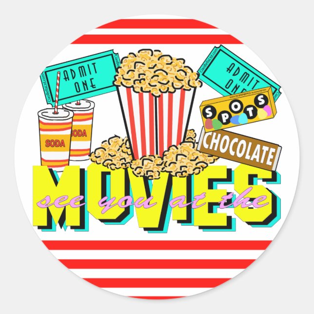 Adesivo Redondo Vejo Você No Cinema (Frente)