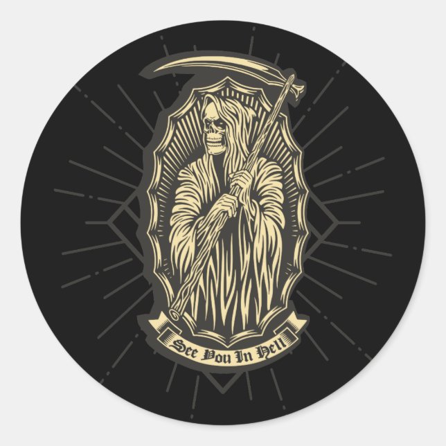 Adesivo Redondo Vejo Você No Inferno (Frente)