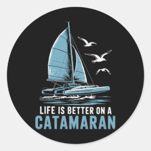 Adesivo Redondo Vela de barco Navegação Velejador Catamarã Vela