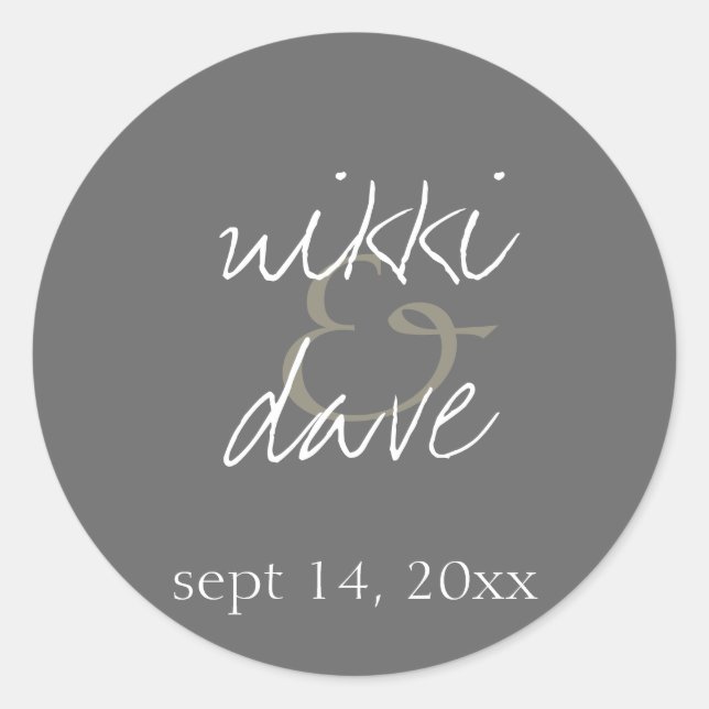 Adesivo Redondo Vela de cinza simples, manuscrita, selo (Frente)