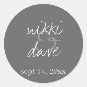 Adesivo Redondo Vela de cinza simples, manuscrita, selo