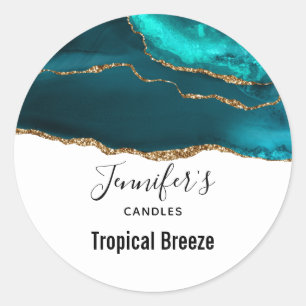 Adesivo Redondo Vela de fita Dourada e agata de Na moda moderno