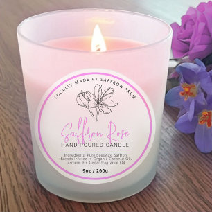 Adesivo Redondo Vela de rosa açafrão ingrediente desenhado logotip