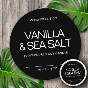 Adesivo Redondo Vela de Soja Caseira Caligrafia Chic Preta Clássic