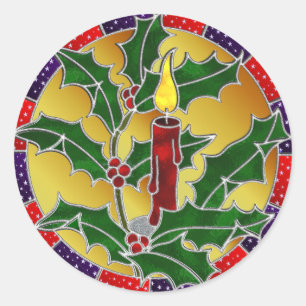 Adesivo Redondo Vela de vidro manchada e oca