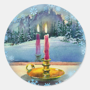 Adesivo Redondo VELA do NATAL por SHARON SHARPE