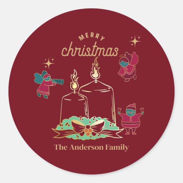 Adesivo Redondo Vela e fada (Frente)