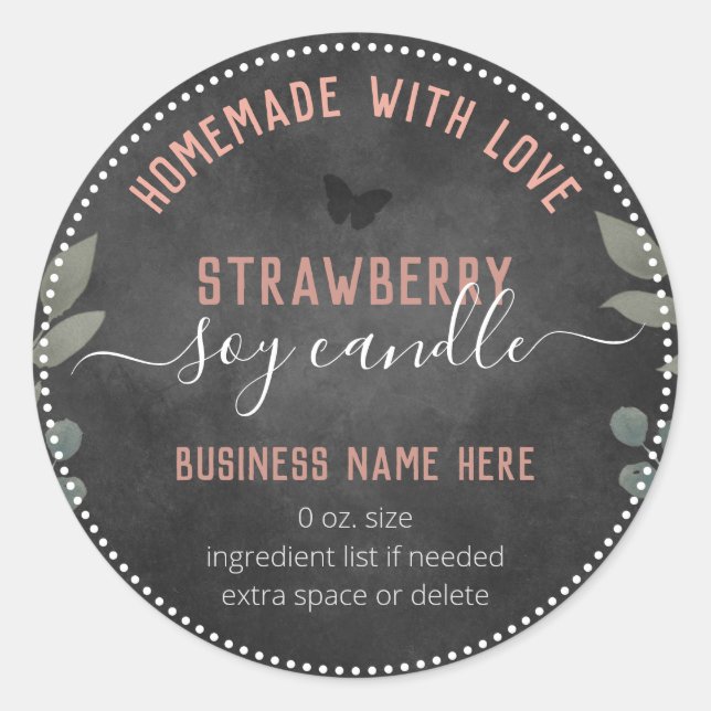 Adesivo Redondo Vela Empresarial Borboletas Florais Personalizada (Frente)