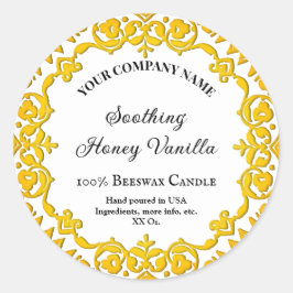 Adesivo Redondo Vela Floral Amarelo-Russo Editável