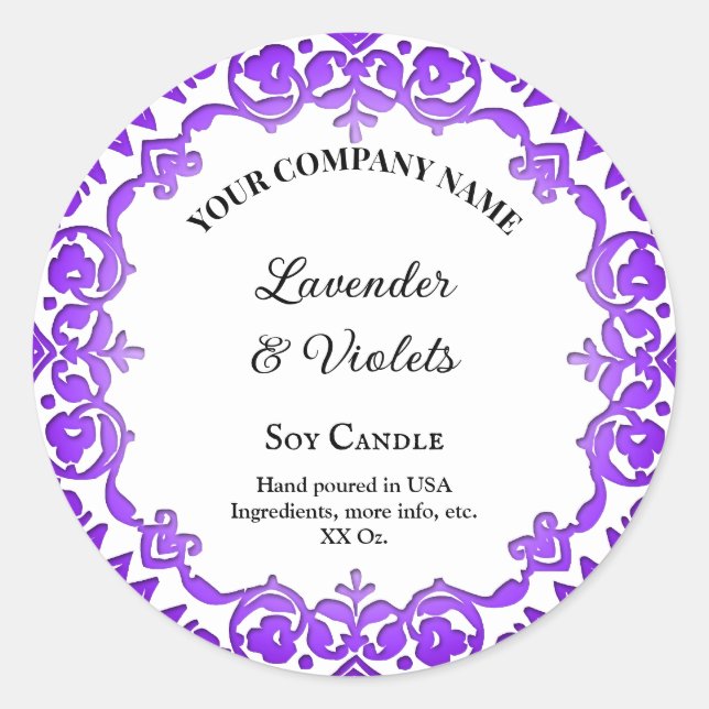 Adesivo Redondo Vela Floral Rústica Editável (Frente)