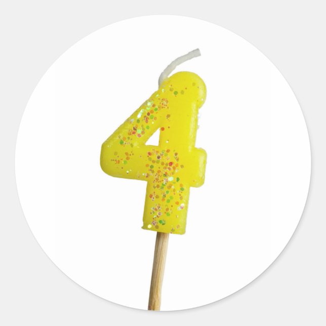 Adesivo Redondo Vela número 4 do aniversário (Frente)