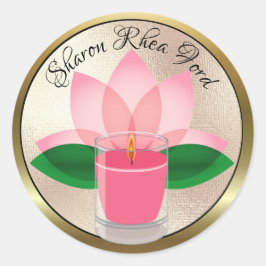 Adesivo Redondo Vela Personalizada - Vinheta Flor de Lotus