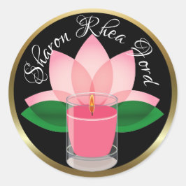 Adesivo Redondo Vela Personalizada - Vinheta Flor de Lotus