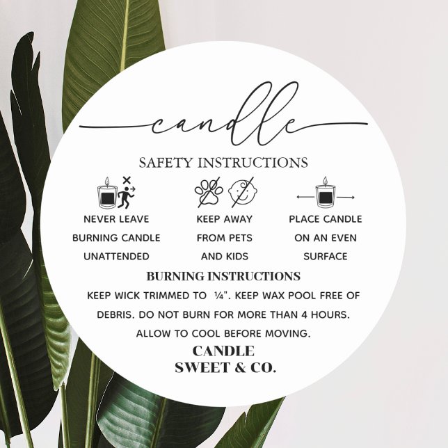 Adesivo Redondo Vela Preta e Branca do Script de Caligrafia (Criador carregado)