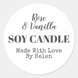 Adesivo Redondo Vela Simples De Soja Branca E Negra
