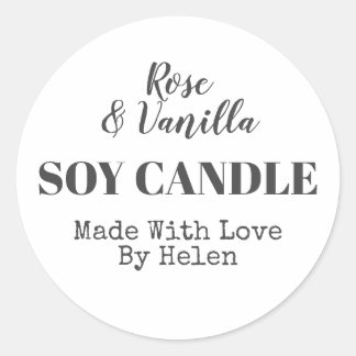 Adesivo Redondo Vela Simples De Soja Negra E Branca
